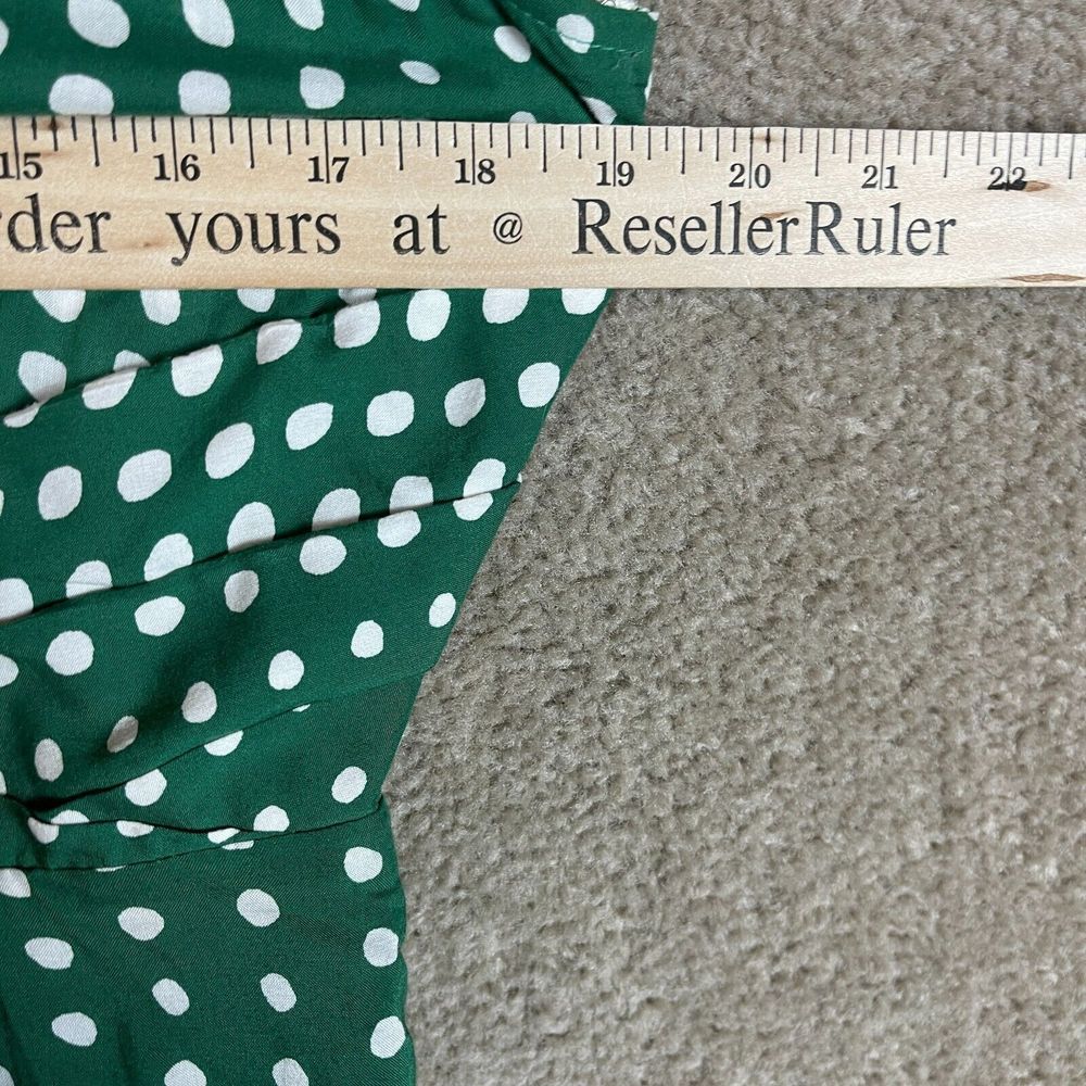 Anthropologie 11.1 Tylho Brynn Shirt Dress Womens Medium Green Polka Dot Aline - Picture 8 of 11